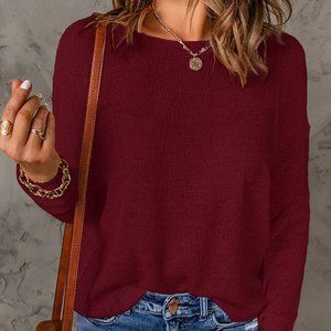 Women's Drop Shoulder Sweaters | L (Wine)